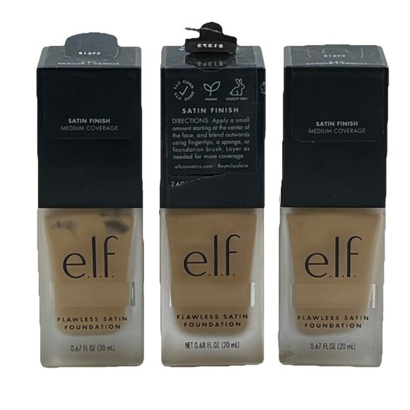 ELF Flawless Satin Foundation 240 Vanilla 0.68 oz. New Lot Of 3 - Picture 1 of 10